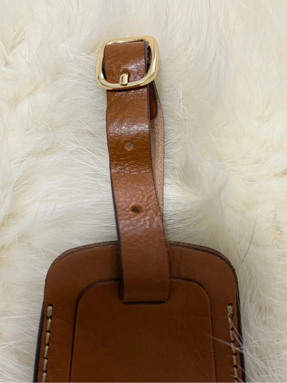 NEW Brics Brown Leather Luggage ID Tag Buckle Suitcase Travel Address Tag